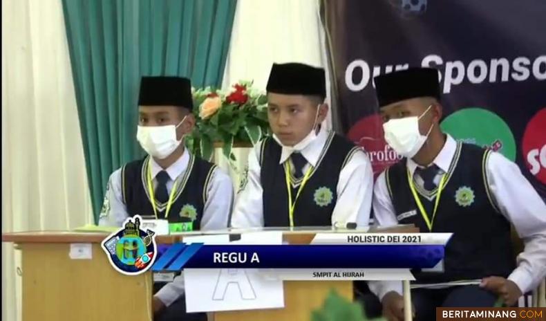 Trio siswa SMP IT Al Hijrah Padang Panjang dalam ajang lomba Holistic Dei cabang Fahmil Qur'an. Ist