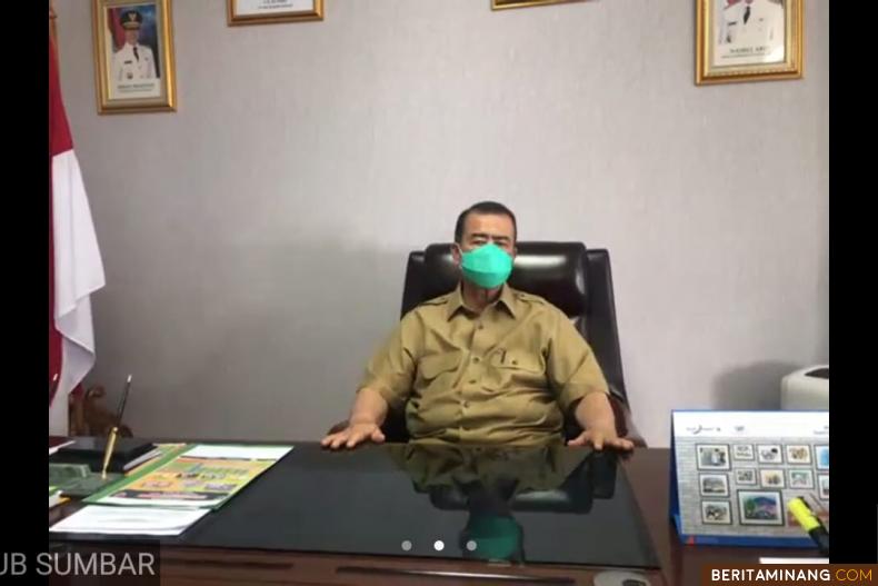 Wakil Gubernur Sumbar Nasrul Abit saat dalam wawancara online. Foto Rokcalva