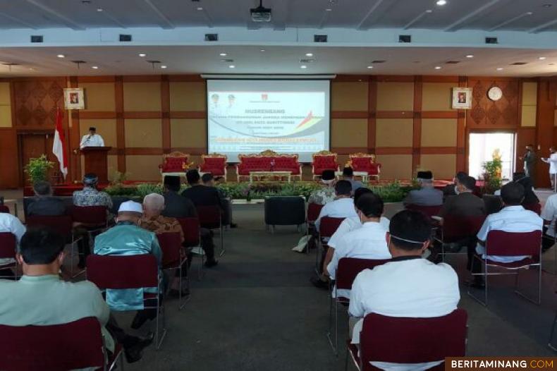 Pemko Bukittinggi gelar Musrenbang Rencana Pembangunan Jangka Menengah Daerah (RPJMD) Bukittinggi tahun 2021-2026 yang dilaksanakan di Auditorium Perpustakaan Bung Hatta, Senin (03/05).
