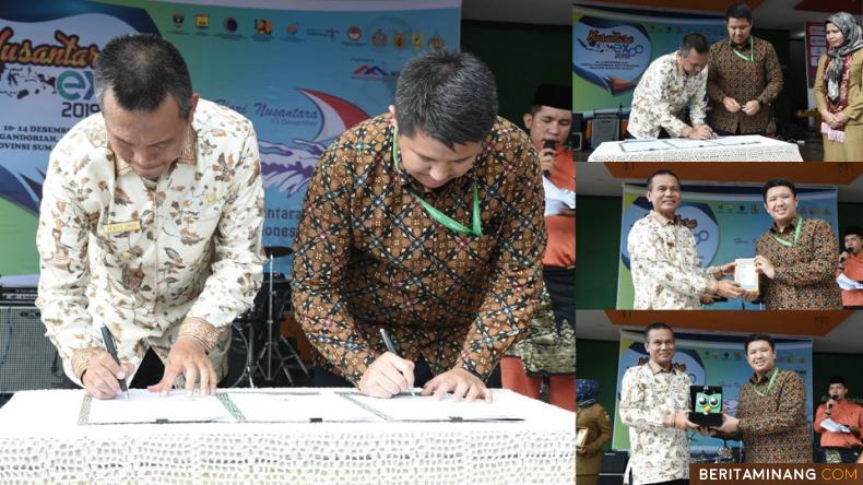 Walikota Pariamam, Genius Umar dan Tokopedia saat tandatangan MoU. Humas Pariaman