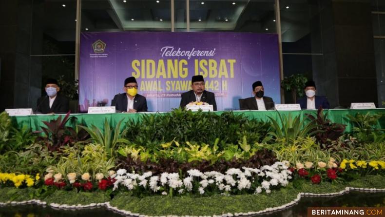 Sidang Isbat yang dipimpin Menteri Agama (Menag) Yaqut Cholil Qoumas yang dilaksanakan di Kantor Kementerian Agama (Kemenag) Jalan M.H. Thamrin No. 6, Jakarta, Selasa (11/5/2021).