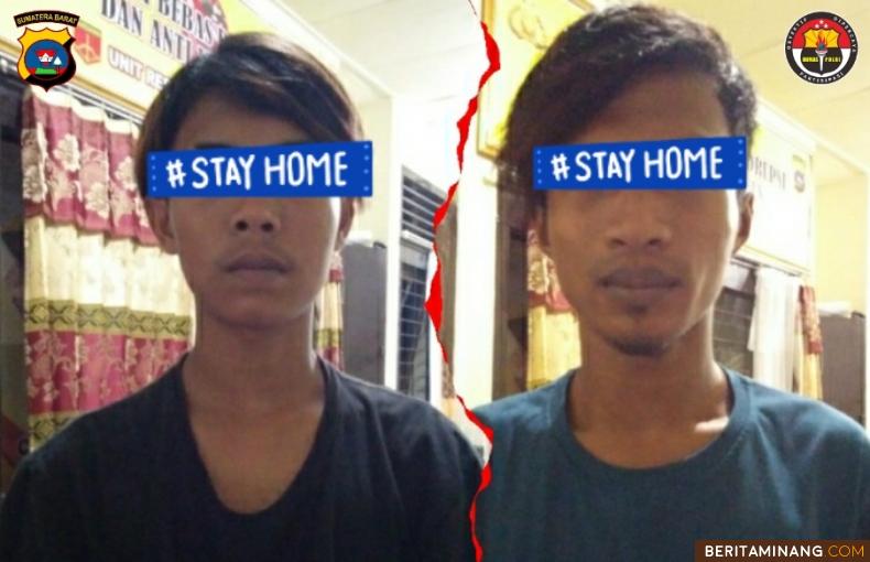 2 pelaku pencurian genset yang berhasil ditangkap Polsek Bayang. Foto: pesisirselatan.sumbar.polri.go.id