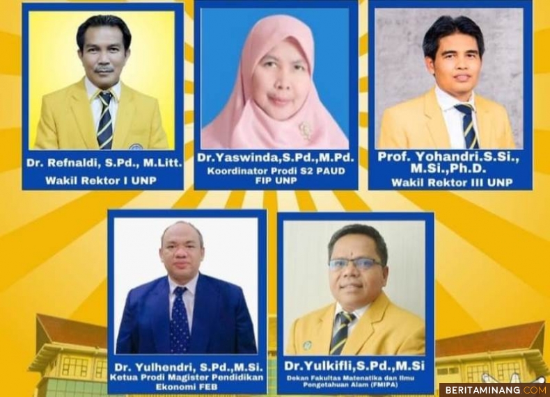 Inilah lima dari 11 calon rektor yang bersaing dalam Pemilihan Rektor UNP. Foto: Instagram UNP