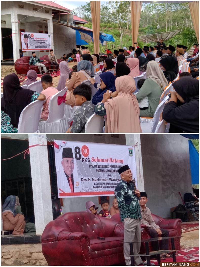 Suasana kegiatan Sosialisasi Perda Provinsi Sumbar yang di sampaikan H. Nurfirmanwansyah di Abai, Jumat (14/4/2023). Foto Afrizal Amir