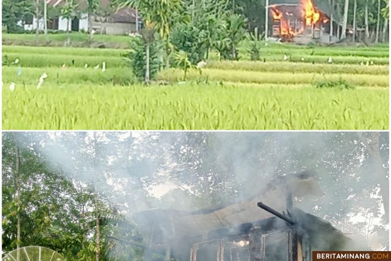 Kondisi rumah warga Jorong Sawah Siluak, Nagari Sako Selatan Pasia Talang yang terbakar sekitar pukul 15.30 Wib. Rabu (29/6/2022). Afrizal. A.