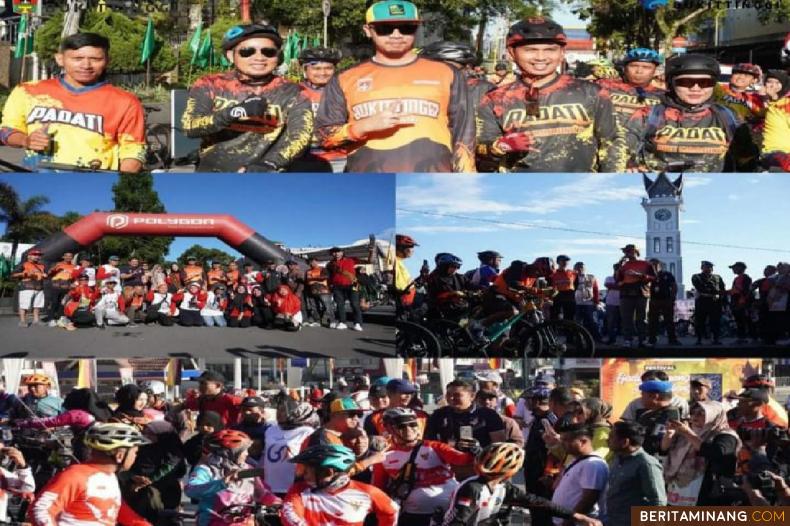 Ribuan pesepeda dari Sumbar,Riau dan Jambi ikut menjajal route Bang Wako open Adventure  Wisata Fun bike 2023 sepanjang lebih kurang 25 km Foto : Diskominfo Bkt