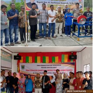 Anggota DPRD Sumbar H. Nurfirmanwansyah Salurkan Bantuan Peralatan Pengolahan Bambu di Solsel
