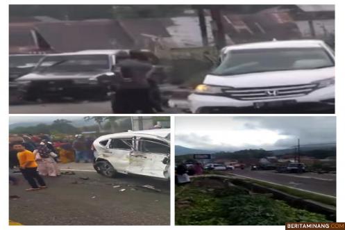 Breaking News : Terjadi Tabrakan Beruntun Di Jalan Lintas Bukittinggi - Padang Panjang